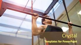  Presentation with bodybuilding - Beautiful slides featuring man-doing-free-body-calisthenic backdrop and a tawny brown colored foreground