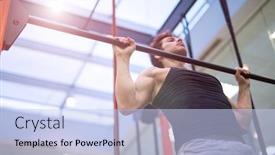  Presentation with body - Presentation theme enhanced with man-doing-free-body-calisthenic background and a light blue colored foreground