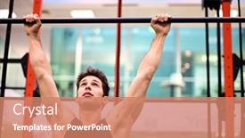  Presentation with body - Colorful PPT theme enhanced with man-doing-free-body-calisthenic backdrop and a coral colored foreground