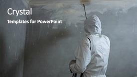  Presentation with pest control - Audience pleasing presentation theme consisting of man doing pest control backdrop and a gray colored foreground