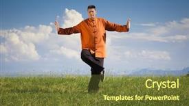  Presentation with pink and green nature - Slide set featuring man doing qi-gong background and a  colored foreground