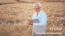  Presentation with genetically - Slide set enhanced with man-doing-research-on-genetically background and a coral colored foreground