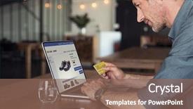  Presentation with online payment - Beautiful presentation featuring man doing shopping online banking backdrop and a violet colored foreground