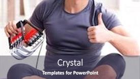  Presentation with music band - Audience pleasing slides consisting of man-doing-sports-with-resistance backdrop and a tawny brown colored foreground