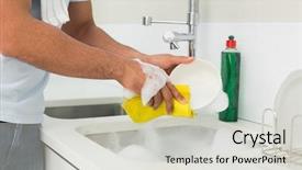  Presentation with wash - Cool new PPT theme with man doing the dishes backdrop and a soft green colored foreground