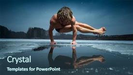  Presentation with lake ice - Slide deck with man doing yoga exercise parsva background and a ocean colored foreground