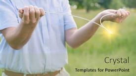  Presentation with ground water - Audience pleasing slide set consisting of man-dowsing-wirh-dividing-rod backdrop and a mint green colored foreground