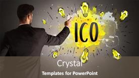  Presentation with light bulb - PPT theme with man-drawing-colorful-light-bulb background and a violet colored foreground