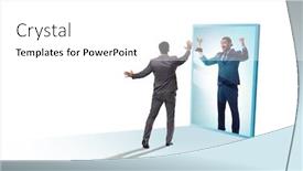  Presentation with success - Cool new slide deck with man-dreaming-of-bigger-success backdrop and a white colored foreground