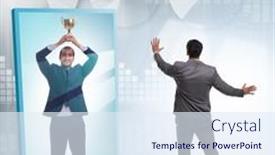  Presentation with success - Presentation consisting of man-dreaming-of-bigger-success background and a sky blue colored foreground