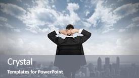  Presentation with molecules abstract - Beautiful PPT theme featuring man dreaming success - young relaxing businessman over abstract backdrop and a gray colored foreground