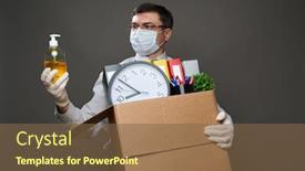  Presentation with hand sanitizer - PPT layouts with man-dressed-as-a-businessman background and a tawny brown colored foreground