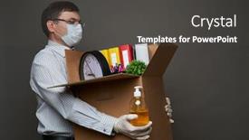  Presentation with hand sanitizer - PPT layouts having man-dressed-as-a-businessman background and a dark gray colored foreground