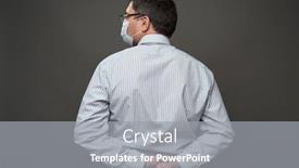  Presentation with medical face mask - Beautiful slides featuring man-dressed-as-a-businessman backdrop and a gray colored foreground