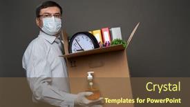  Presentation with hand sanitizer - PPT layouts with man-dressed-as-a-businessman background and a tawny brown colored foreground