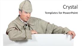  Presentation with sherlock holmes - Beautiful presentation design featuring man dressed as sherlock holmes backdrop and a white colored foreground