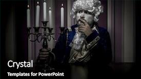  Presentation with poverty - Colorful presentation theme enhanced with man dressed in rococo style concept of wealth and poverty backdrop and a black colored foreground