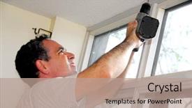  Presentation with drilling - Presentation theme featuring man drilling a hole background and a  colored foreground