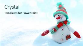  Presentation with snowman - Amazing PPT layouts having beautiful snowman on natural snowdrift close up backdrop and a cool aqua colored foreground