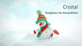  Presentation with snowman - Slide set consisting of beautiful snowman on natural snowdrift close up background and a sky blue colored foreground