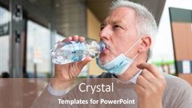  Presentation with drinking water - Theme consisting of man-drinking-a-bottle background and a coral colored foreground