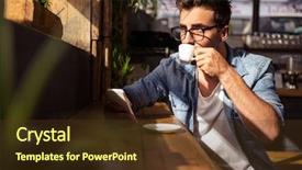  Presentation with cafe - Colorful presentation enhanced with man drinking a cup backdrop and a tawny brown colored foreground