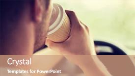  Presentation with vehicle - Slide set enhanced with man drinking coffee while driving background and a coral colored foreground