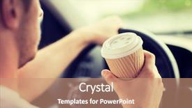  Presentation with vehicle - Cool new slide set with man drinking coffee while driving backdrop and a coral colored foreground