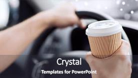  Presentation with distracted driving - Amazing theme having man drinking coffee while driving backdrop and a wine colored foreground