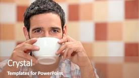  Presentation with white clay tiled roof - Slide deck consisting of man drinking from a white background and a coral colored foreground