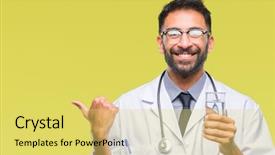  Presentation with drinking glass - Beautiful slides featuring man drinking glass of water backdrop and a yellow colored foreground