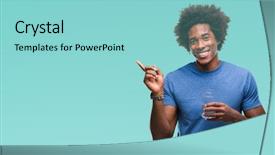  Presentation with drinking glass - Presentation enhanced with man drinking glass of water background and a  colored foreground