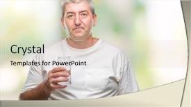  Presentation with child drinking water from glass - Audience pleasing presentation theme consisting of man drinking glass of water backdrop and a lemonade colored foreground