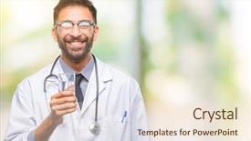  Presentation with child drinking water from glass - Beautiful slide set featuring man drinking glass of water backdrop and a cream colored foreground