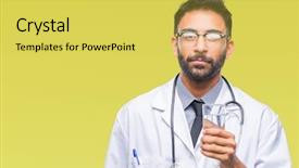  Presentation with drinking water - Presentation theme consisting of man drinking glass of water background and a yellow colored foreground