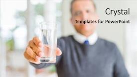  Presentation with child drinking water from glass - Amazing slide set having man drinking glass of water backdrop and a light gray colored foreground