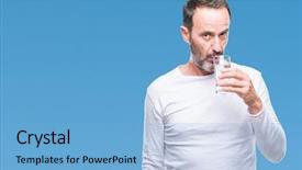  Presentation with drinking water - Slides with man drinking glass of water background and a light blue colored foreground