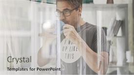  Presentation with coffee - Theme having man-drinking-morning-coffee background and a light gray colored foreground