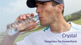  Presentation with drinking water - Theme enhanced with man drinking water after exercising background and a sky blue colored foreground