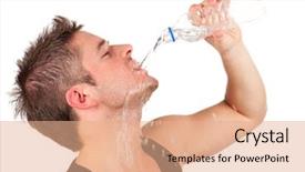  Presentation with drinking water - Amazing PPT theme having man drinking water after workout backdrop and a coral colored foreground