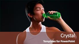  Presentation with water bottle - Audience pleasing PPT theme consisting of man drinking water from bottle backdrop and a  colored foreground