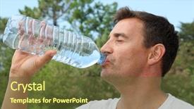  Presentation with benefits of drinking water - Slides featuring man drinking water from bottle background and a  colored foreground