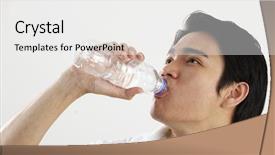  Presentation with benefits of drinking water - Theme featuring man drinking water from bottle background and a  colored foreground