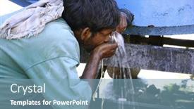  Presentation with water tank - Presentation having man-drinking-water-from-tank background and a teal colored foreground