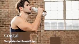  Presentation with water well - PPT theme featuring man drinking water background and a  colored foreground