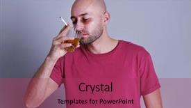  Presentation with alcoholism - Beautiful slides featuring man drinking whiskey and smoking backdrop and a violet colored foreground