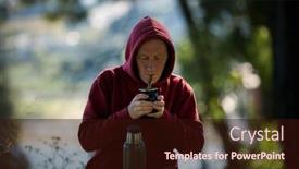  Presentation with energy drinks - Slide set featuring man-drinks-mate background and a wine colored foreground
