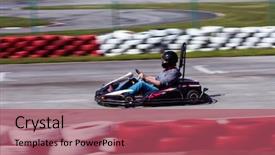  Presentation with racing - Audience pleasing slides consisting of man drive go kart backdrop and a red colored foreground