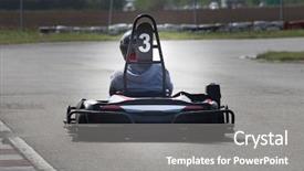  Presentation with racing - Slides enhanced with man drive go kart background and a gray colored foreground