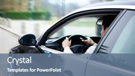  Presentation with driving - Slide set enhanced with man driving a car background and a ocean colored foreground